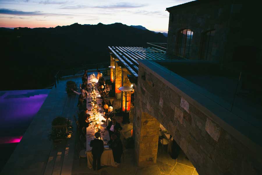 night mountain wedding at malibu rocky oaks wedding