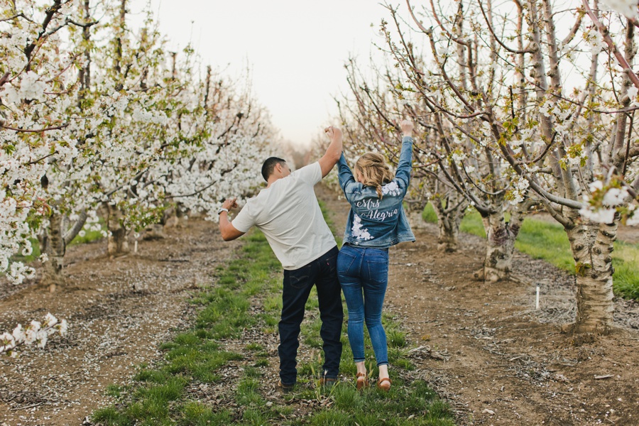 Springtime Cherry Orchard Engagement