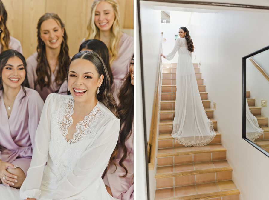 Sonoma California Bride with Vintage Lace Wedding Dress