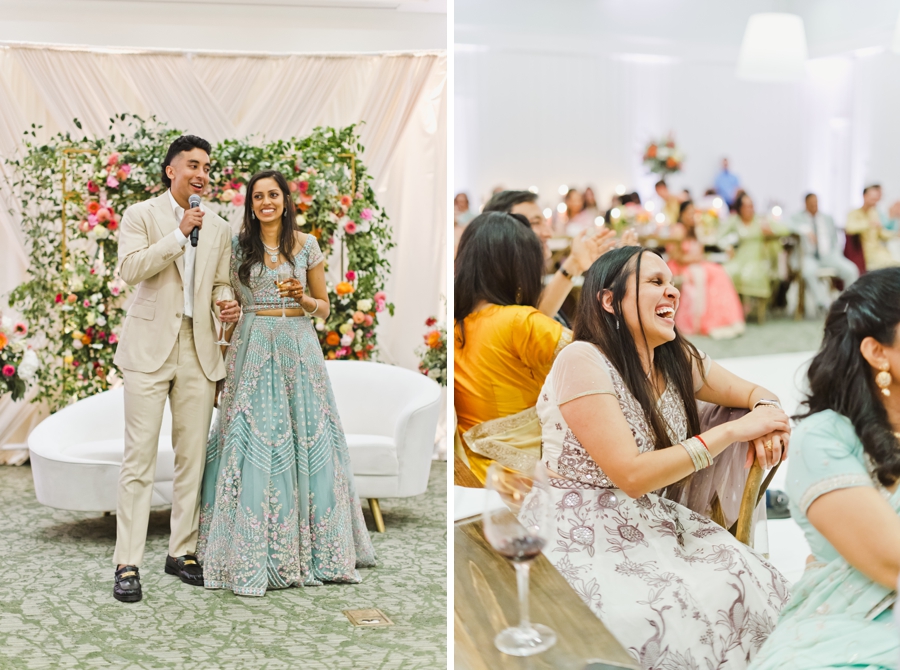 Best man and maid of honor speeches at reception