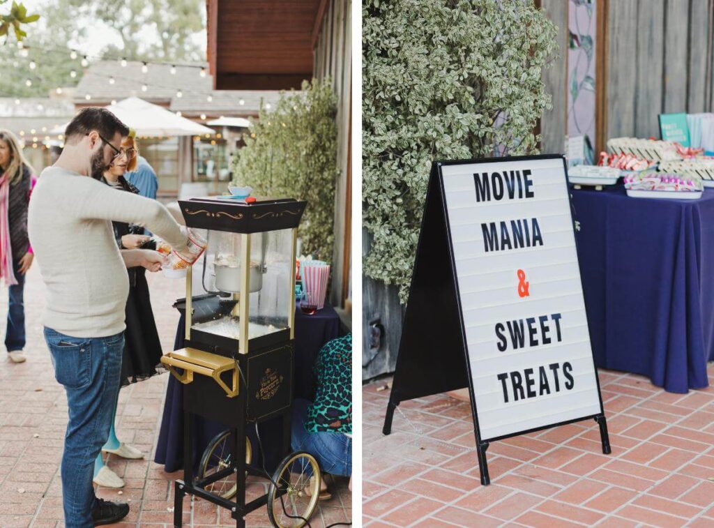 movie night rehearsal dinner idea
