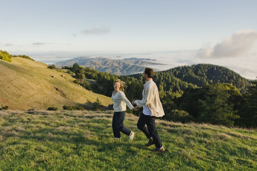 Mt. Tam engagement session, Sunset Hikes, Foggy Views, and That Just-Engaged Glow: Annie + Sam at Mt. Tam