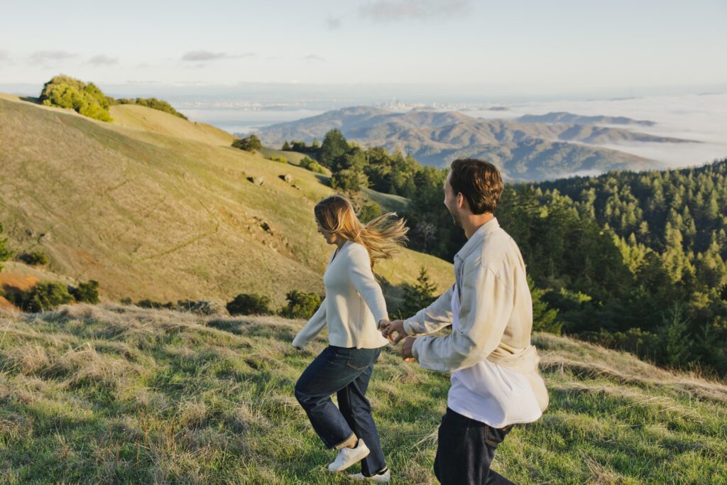 Mt. Tam engagement session, Sunset Hikes, Foggy Views, and That Just-Engaged Glow: Annie + Sam at Mt. Tam