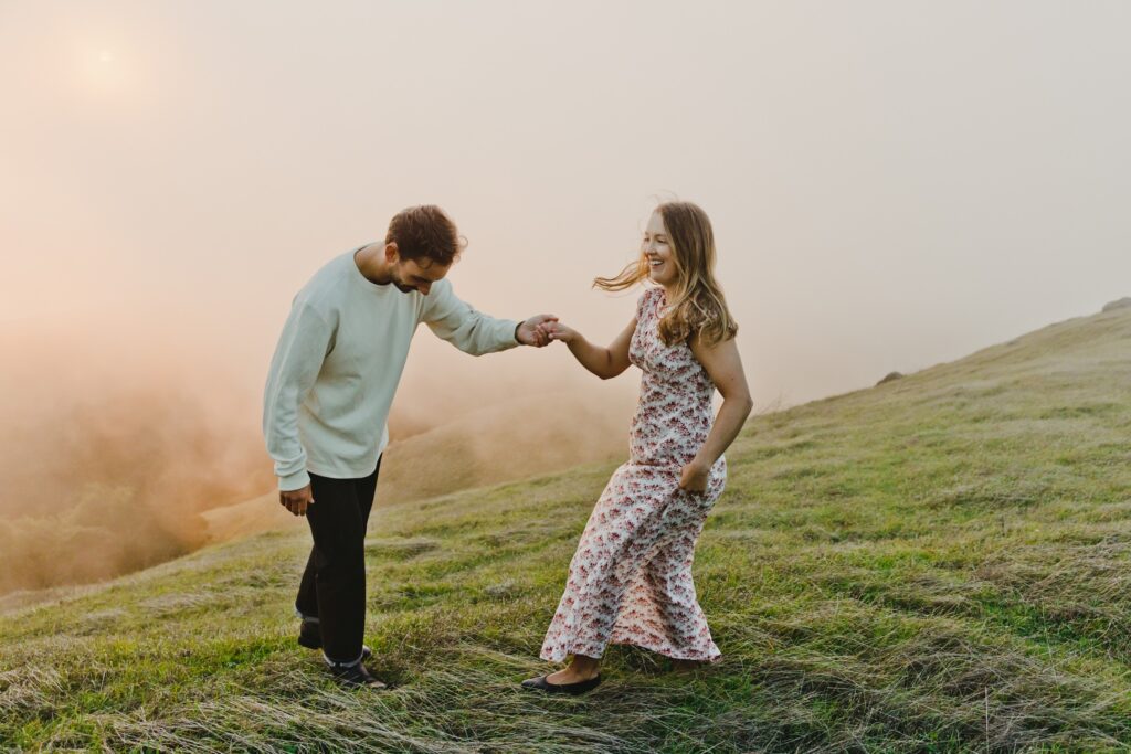 Mt. Tam engagement session, Sunset Hikes, Foggy Views, and That Just-Engaged Glow: Annie + Sam at Mt. Tam